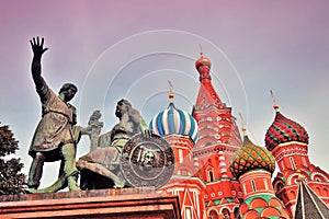 Monument to Minin and Pozharsky on the Red Square in Moscow.