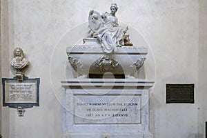 Monument to Niccolo di Bernardo dei Machiavelli in Santa Croce Church in Florence on