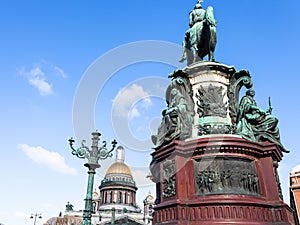 Monument to Nicholas I and dome of Cathedral