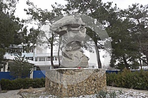 Monument to the paratrooper on Pioneer Avenue in the village of