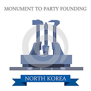 Monument to Party Founding Pyongyang North Korea vector landmark