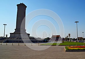 Monument to the People`s Heroes on Tiananmen Square, Beijing, China