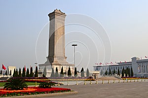 Monument to the People`s Heroes on Tiananmen Square, Beijing, China