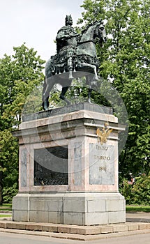 Monument to Peter the Great in front of Saint Michael`s Castle, Saint Petersburg, Russia