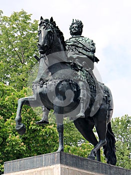 Monument to Peter the Great in front of Saint Michael`s Castle, Saint Petersburg, Russia