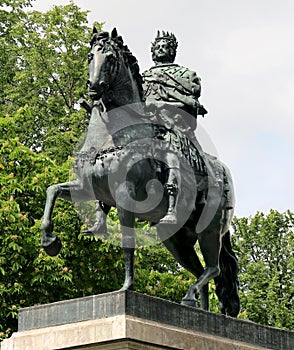 Monument to Peter the Great in front of Saint Michael`s Castle, Saint Petersburg, Russia