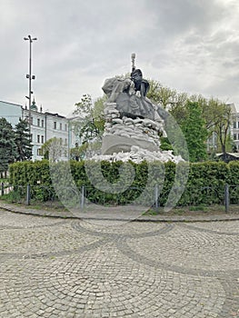 Monument to Petro Sahaidachny. Hetman Petro Konashevych-Sahaidachny. Kyiv, Ukraine - June 6, 2022