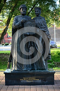 Monument to Prince Peter and Princess Fevronius of Murom. Sergiev Posad. Russia.