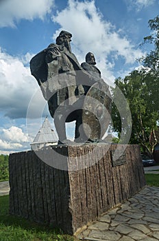 The monument to princes Rurik and Oleg Prophetic in the Old Ladoga.Russia.