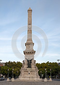 Monument to the Restorers in in Restauradores Square in Lisbon, Portugal.