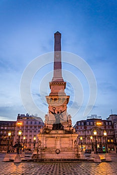 Monument to the Restorers at Restauradores Square in the morning