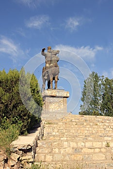 The monument to ruler Devashtich in Penjikent city, Tajikistan