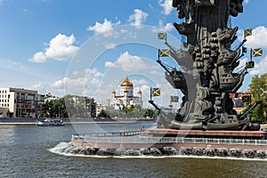 Monument to the Russian czar Peter the Great on a Bypass canal o