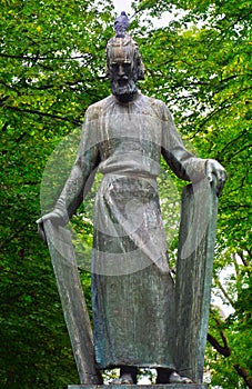 Monument to Russian icon painter Andrey Rublev at the Spaso-Andronikov monastery in Moscow