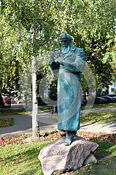 Monument to the Russian writer Fyodor Dostoevsky in Kaliningrad