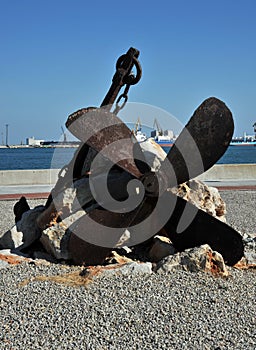 Monument to the sailors on the waterfront of the ancient sea city of Cadiz