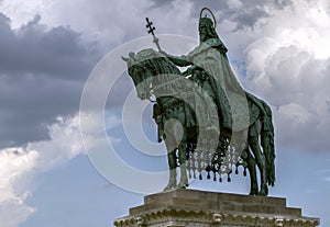 The monument to the Saint Hungarian King Ishtvan`s . Fisherman`s Bastion in Budapest. The monument was erected in 1906.