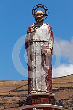 Monument to Saint Peter in Alausi, Ecuador