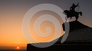 Monument to Salavat Yulaev at beautiful sunset , Ufa, Russia