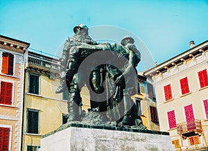 Monument to soldiers in the Salo city, Italy photo