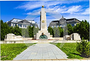 Monument to the Soviet soldiers liberators on Freedom Square in Budapest photo