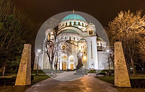 Monument to St. Sava in front of the chuch of the same name