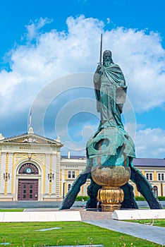 Monument to Stefan Nemanja in front of the main train station in