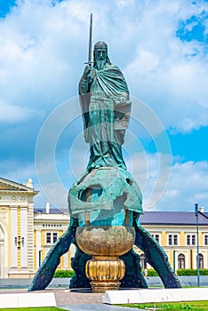 Monument to Stefan Nemanja in front of the main train station in