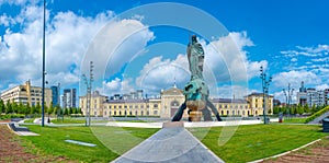 Monument to Stefan Nemanja in front of the main train station in