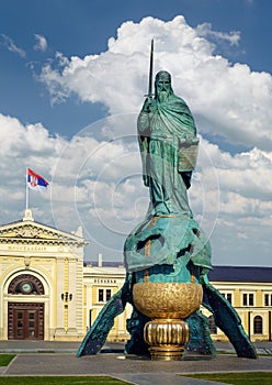 Monument to Stefan Nemanja in Sava square by day