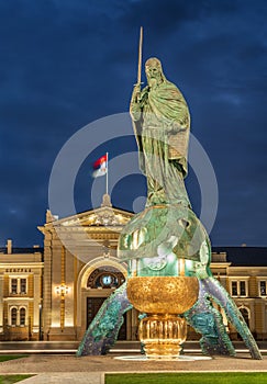 Monument to Stefan Nemanja in Sava square by night