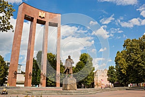 Monument to Stepan Bandera in Lviv, Ukraine.