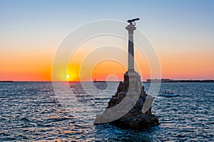 Monument to Sunken Ships in Sevastopol at sunset, Crimea