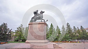 Monument to Syrym Datouly in Uralsk timelapse hyperlapse. photo