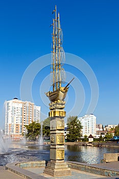 Monument to the 300th anniversary of city of Lipetsk near Komsom