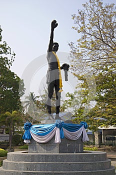 The monument to the Thai boxer in Hua hin. Thailand