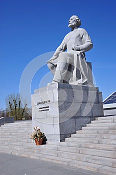 Monument to Tsiolkovsky, the founder of the theory of cosmonautics, Moscow, Russia.