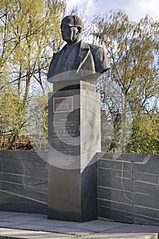 Monument to Tupolev in Kimry. Tver Oblast. Russia photo