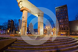 A monument to the unification o Lithuania in Klaipeda