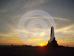 Monument to the Unknown Soldier on the Morro Solar in Lima, Peru at sunset photo