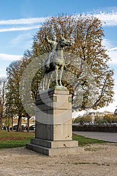 A monument to Venezuelan military and political leader, Simon Bolivar, near Seine river embankment, Paris