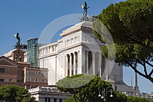 Monument to Victor Emmanuel II or Vittoriano, Rome, Italy. It is landmark of Rome. Beautiful view of Memorial of