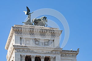 Monument to Victor Emmanuel II or Vittoriano, Rome, Italy. It is landmark of Rome. Beautiful view of Memorial of