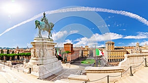Monument to Victor Emmanuel and Venice Square or Piazza Venezia, Rome, Italy