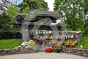 Monument to warriors motorists in Kyiv