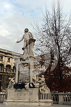 The monument to Wolfgang Amadeus Mozart in the Burggarten in Vienna.