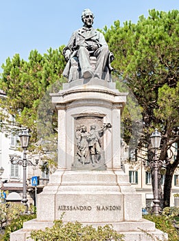 Monument to the writer Alessandro Manzoni in Lecco