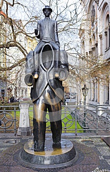 The Monument to writer Franz Kafka in Prague