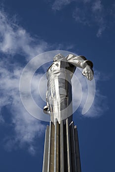 Monument to Yuri Gagarin, the first person to travel in space. It is located at Leninsky Prospekt in Moscow, Russia