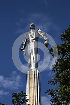 Monument to Yuri Gagarin, the first person to travel in space. It is located at Leninsky Prospekt in Moscow, Russia